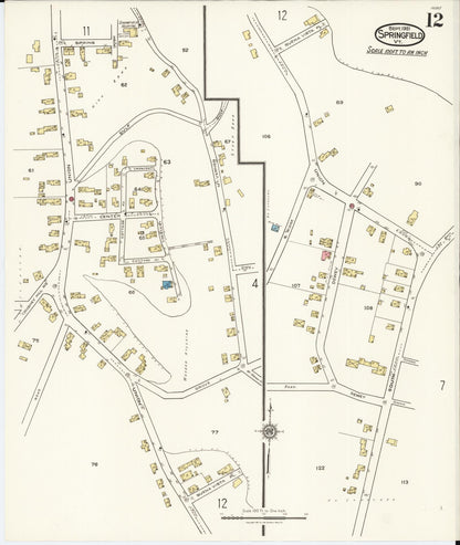 Sanborn Fire Insurance Map from Springfield, Windsor County, Vermont (1921), Sheet #0012 - Complete Map Set gallery image, historic Sanborn map, vintage wall art, Vermont Vermont