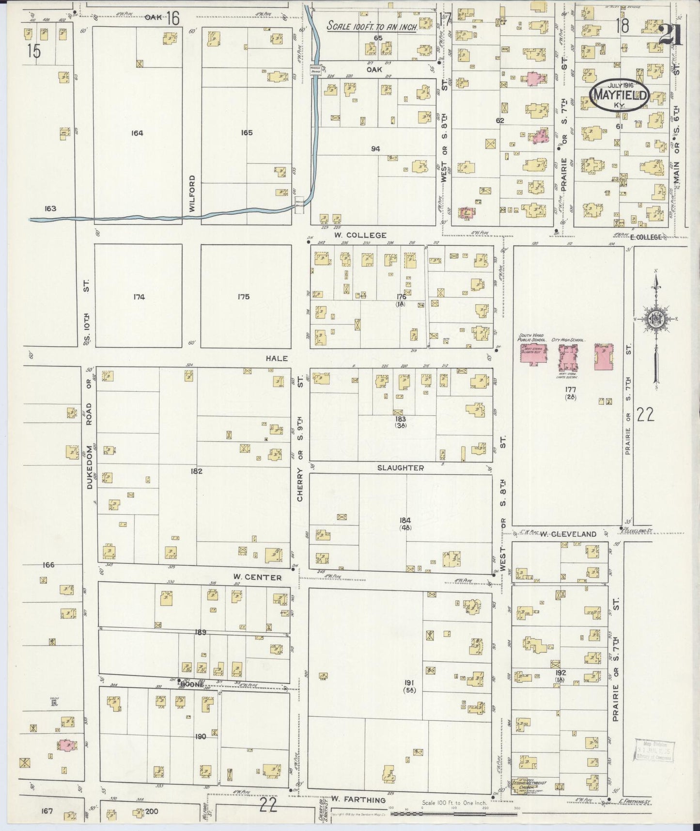 Sanborn Fire Insurance Map from Mayfield, Graves County, Kentucky (1916), Sheet #0021 - Complete Map Set gallery image, historic Sanborn map, vintage wall art, Kentucky Kentucky
