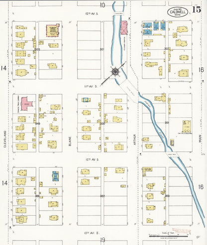 Sanborn Fire Insurance Map from Caldwell, Canyon County, Idaho (1921), Sheet #0015 - Complete Map Set gallery image, historic Sanborn map, vintage wall art, Idaho Idaho