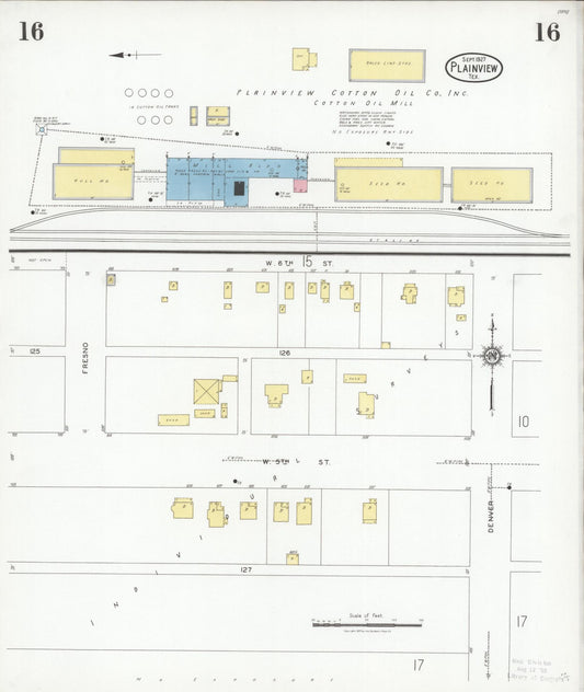 Sanborn Fire Insurance Map from Plainview, Hale County, Texas (1927), Sheet #0016 - Historic Sanborn Fire Insurance Map Print, vintage old map wall art, antique decor, genealogy gift, Texas Texas map