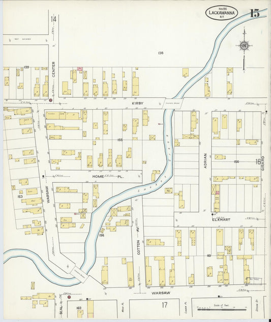 Sanborn Fire Insurance Map from Lackawanna, Erie County, New York (1915), Sheet #0015 - Historic Sanborn Fire Insurance Map Print, vintage old map wall art, antique decor, genealogy gift, New York New York map