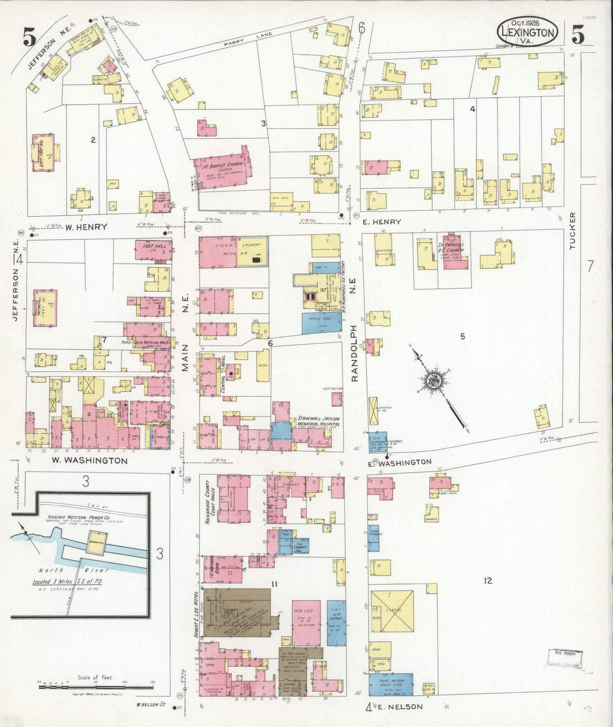 Sanborn Fire Insurance Map from Lexington, Independent Cities, Virginia (1926), Sheet #0005 - Complete Map Set gallery image, historic Sanborn map, vintage wall art, Virginia Virginia