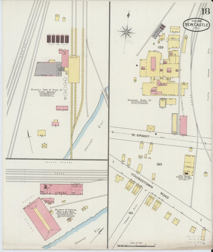 Sanborn Fire Insurance Map from New Castle, Lawrence County, Pennsylvania (1894), Sheet #0018 - Historic Sanborn Fire Insurance Map Print, vintage old map wall art, antique decor, genealogy gift, Pennsylvania Pennsylvania map