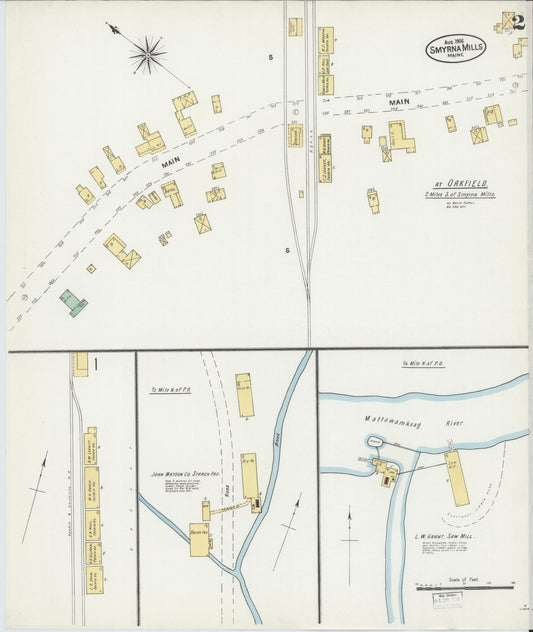 Sanborn Fire Insurance Map from Smyrna Mills, Aroostook County, Maine (1906), Sheet #0002 - Historic Sanborn Fire Insurance Map Print, vintage old map wall art, antique decor, genealogy gift, Maine Maine map