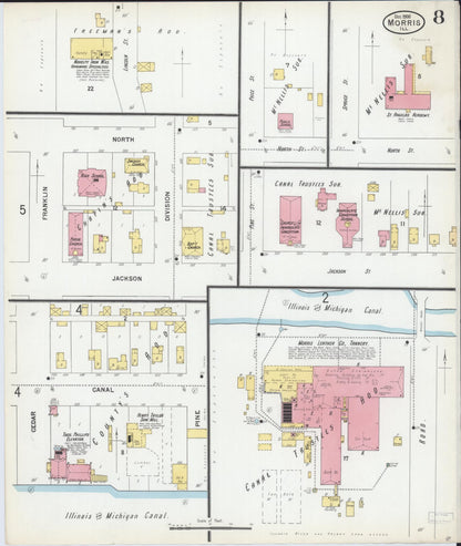 Sanborn Fire Insurance Map from Morris, Grundy County, Illinois (1900), Sheet #0008 - Complete Map Set gallery image, historic Sanborn map, vintage wall art, Illinois Illinois