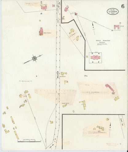 Sanborn Fire Insurance Map from Lenox, Berkshire County, Massachusetts (1939), Sheet #0006 - Complete Map Set gallery image, historic Sanborn map, vintage wall art, Massachusetts Massachusetts