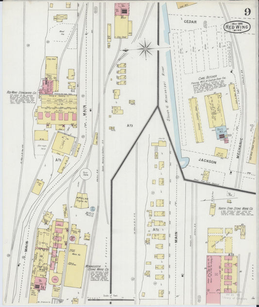 Sanborn Fire Insurance Map from Red Wing, Goodhue County, Minnesota (1895), Sheet #0009 - Historic Sanborn Fire Insurance Map Print, vintage old map wall art, antique decor, genealogy gift, Minnesota Minnesota map