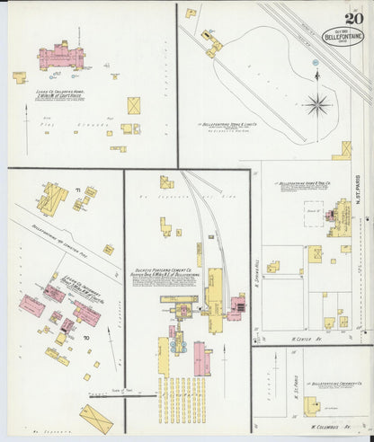 Sanborn Fire Insurance Map from Bellefontaine, Logan County, Ohio (1901), Sheet #0020 - Complete Map Set gallery image, historic Sanborn map, vintage wall art, Ohio Ohio