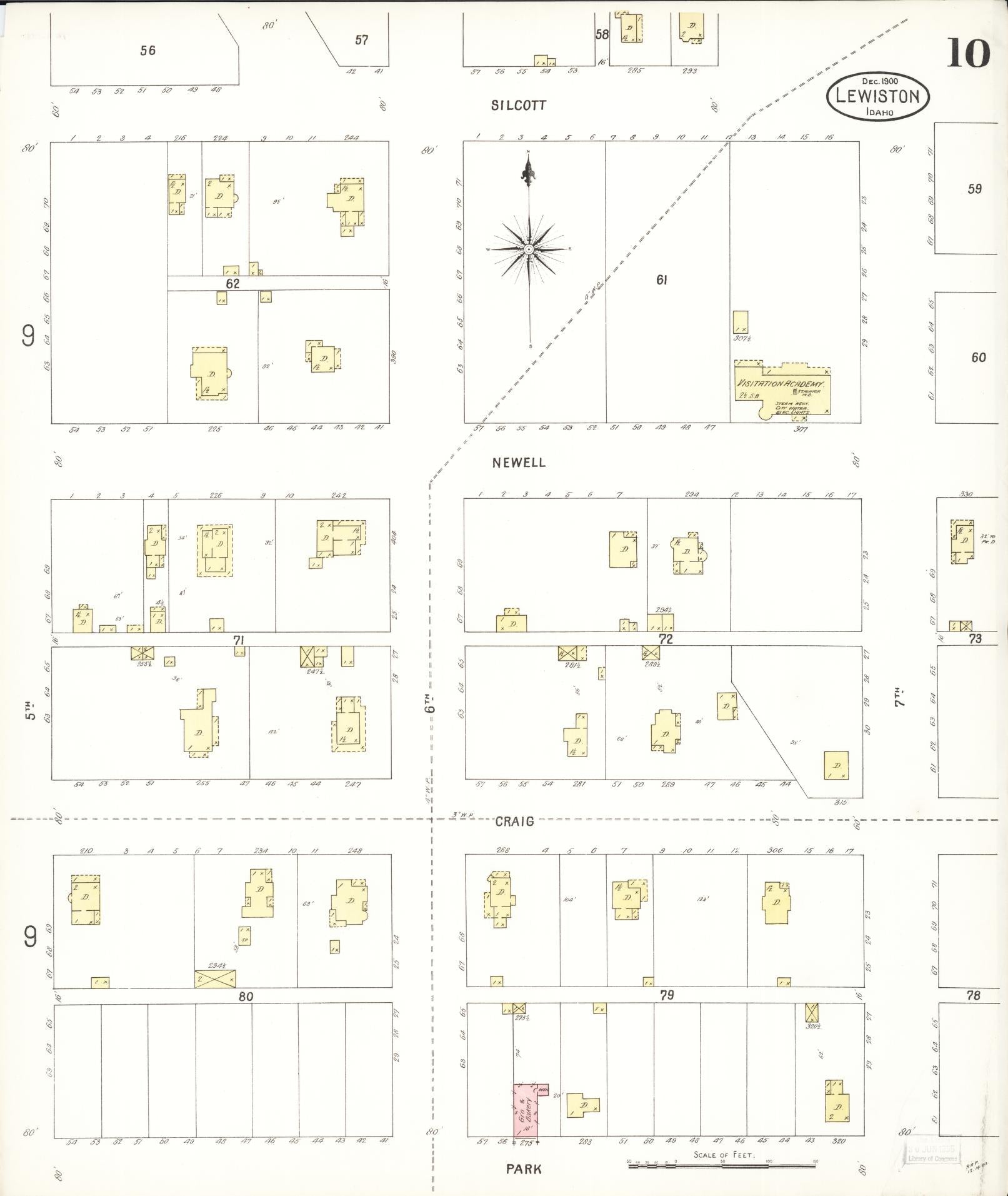 Sanborn Fire Insurance Map from Lewiston, Nez Perce County, Idaho (1900), Sheet #0010 - Historic Sanborn Fire Insurance Map Print, vintage old map wall art, antique decor, genealogy gift, Idaho Idaho map