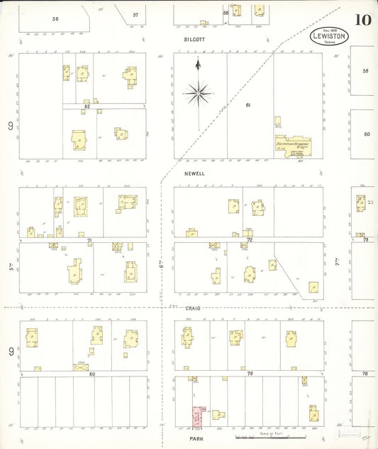 Sanborn Fire Insurance Map from Lewiston, Nez Perce County, Idaho (1900), Sheet #0010 - Historic Sanborn Fire Insurance Map Print, vintage old map wall art, antique decor, genealogy gift, Idaho Idaho map