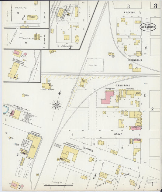 Sanborn Fire Insurance Map from Altamont, Effingham County, Illinois (1898), Sheet #0003 - Historic Sanborn Fire Insurance Map Print, vintage old map wall art, antique decor, genealogy gift, Illinois Illinois map