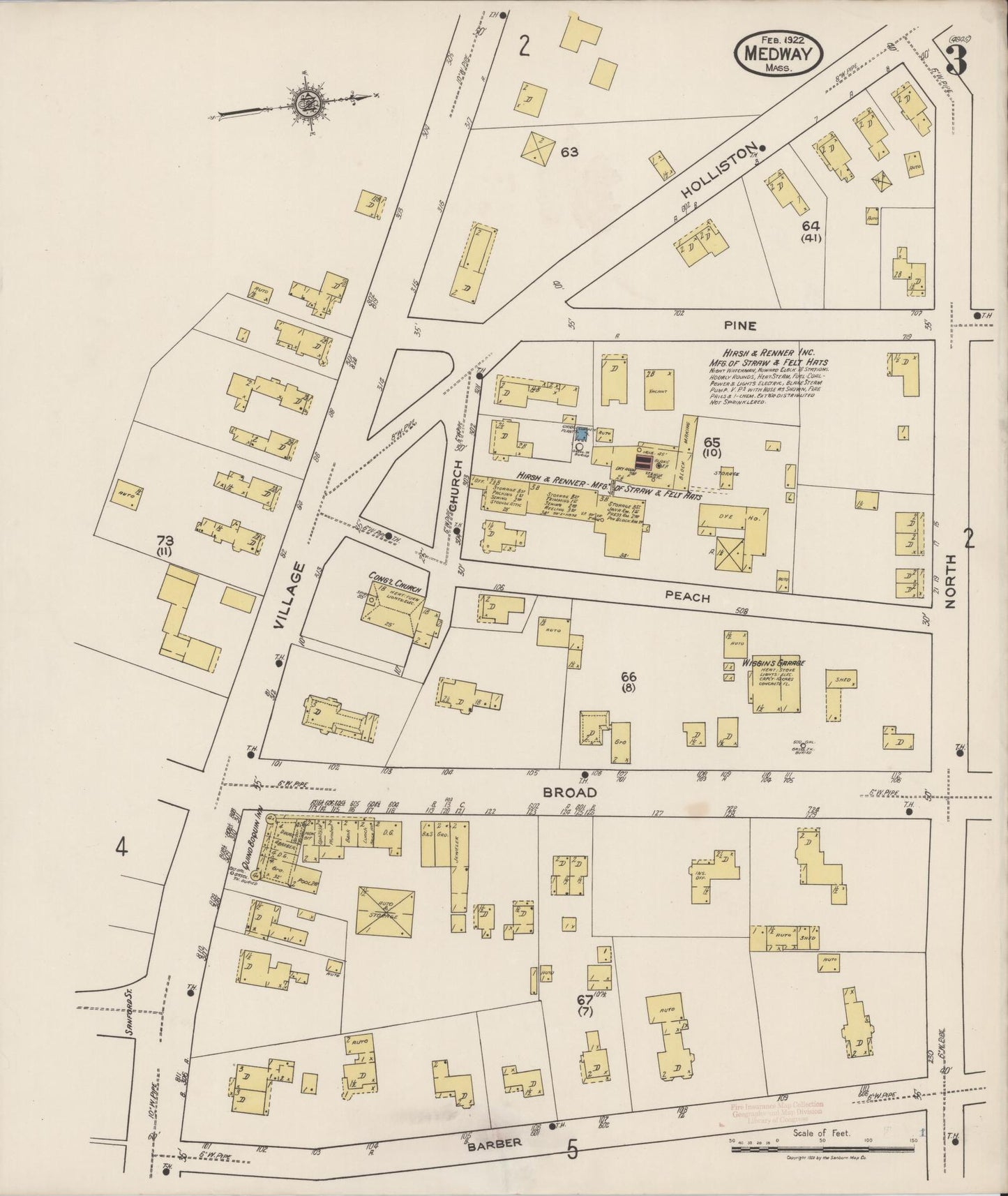 Sanborn Fire Insurance Map from Medway, Norfolk County, Massachusetts (1922), Sheet #0003 - Complete Map Set gallery image, historic Sanborn map, vintage wall art, Massachusetts Massachusetts