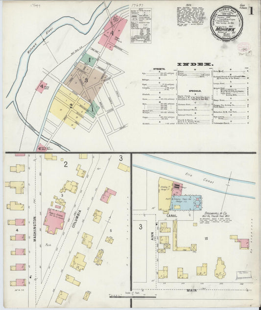 Sanborn Fire Insurance Map from Mohawk, Herkimer County, New York (1897), Sheet #0001 - Historic Sanborn Fire Insurance Map Print, vintage old map wall art, antique decor, genealogy gift, New York New York map