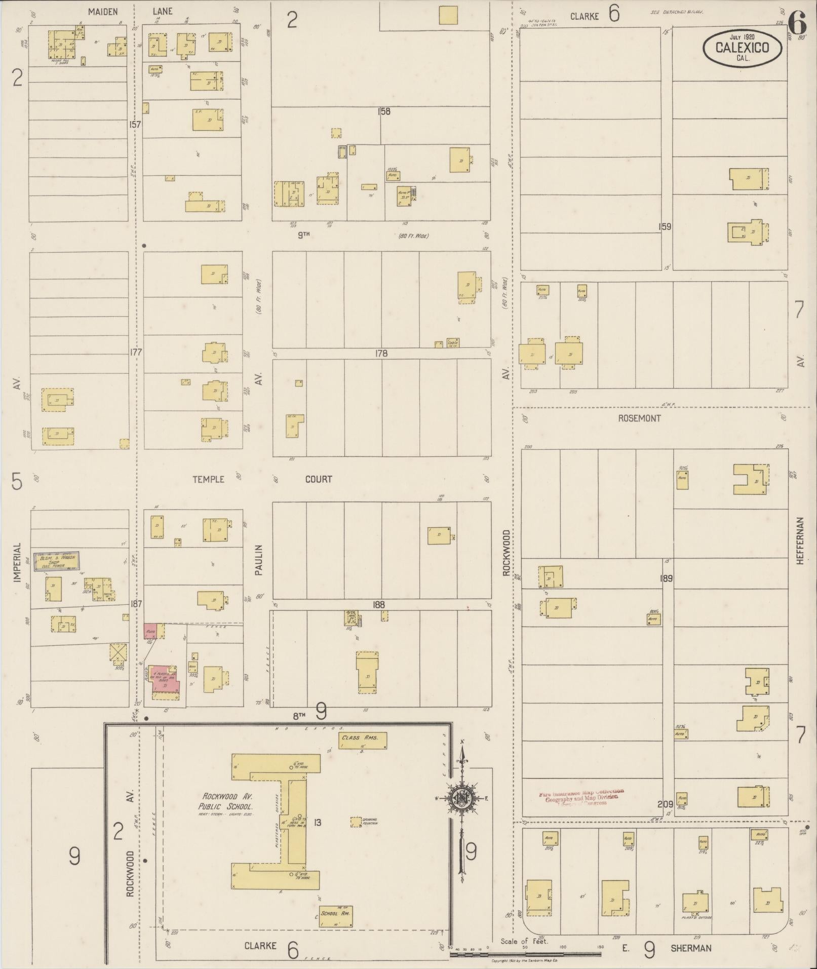 Sanborn Fire Insurance Map from Calexico, Imperial County, California (1920), Sheet #0006 - Historic Sanborn Fire Insurance Map Print, vintage old map wall art, antique decor, genealogy gift, California California map