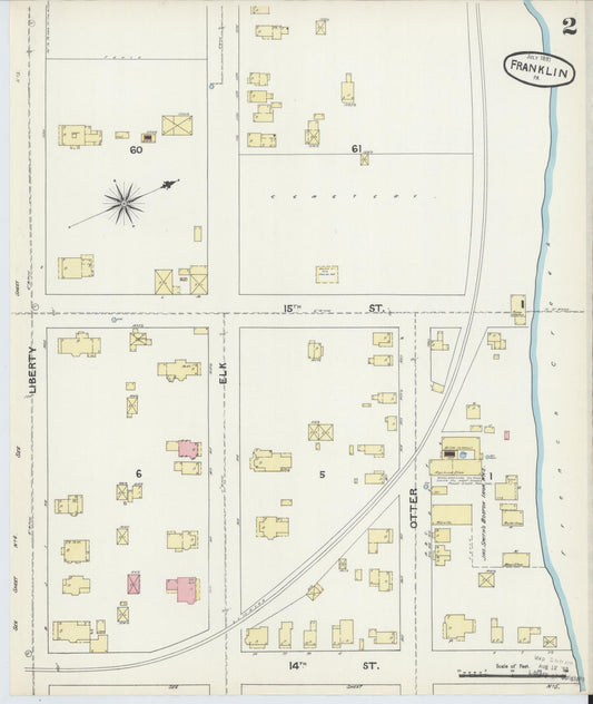 Sanborn Fire Insurance Map from Franklin, Venango County, Pennsylvania (1891), Sheet #0002 - Historic Sanborn Fire Insurance Map Print, vintage old map wall art, antique decor, genealogy gift, Pennsylvania Pennsylvania map