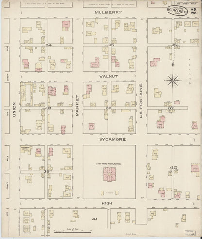 Sanborn Fire Insurance Map from Kokomo, Howard County, Indiana (1885), Sheet #0002 - Historic Sanborn Fire Insurance Map Print, vintage old map wall art, antique decor, genealogy gift, Indiana Indiana map