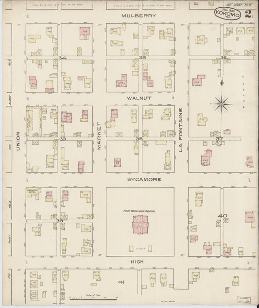 Sanborn Fire Insurance Map from Kokomo, Howard County, Indiana (1885), Sheet #0002 - Historic Sanborn Fire Insurance Map Print, vintage old map wall art, antique decor, genealogy gift, Indiana Indiana map