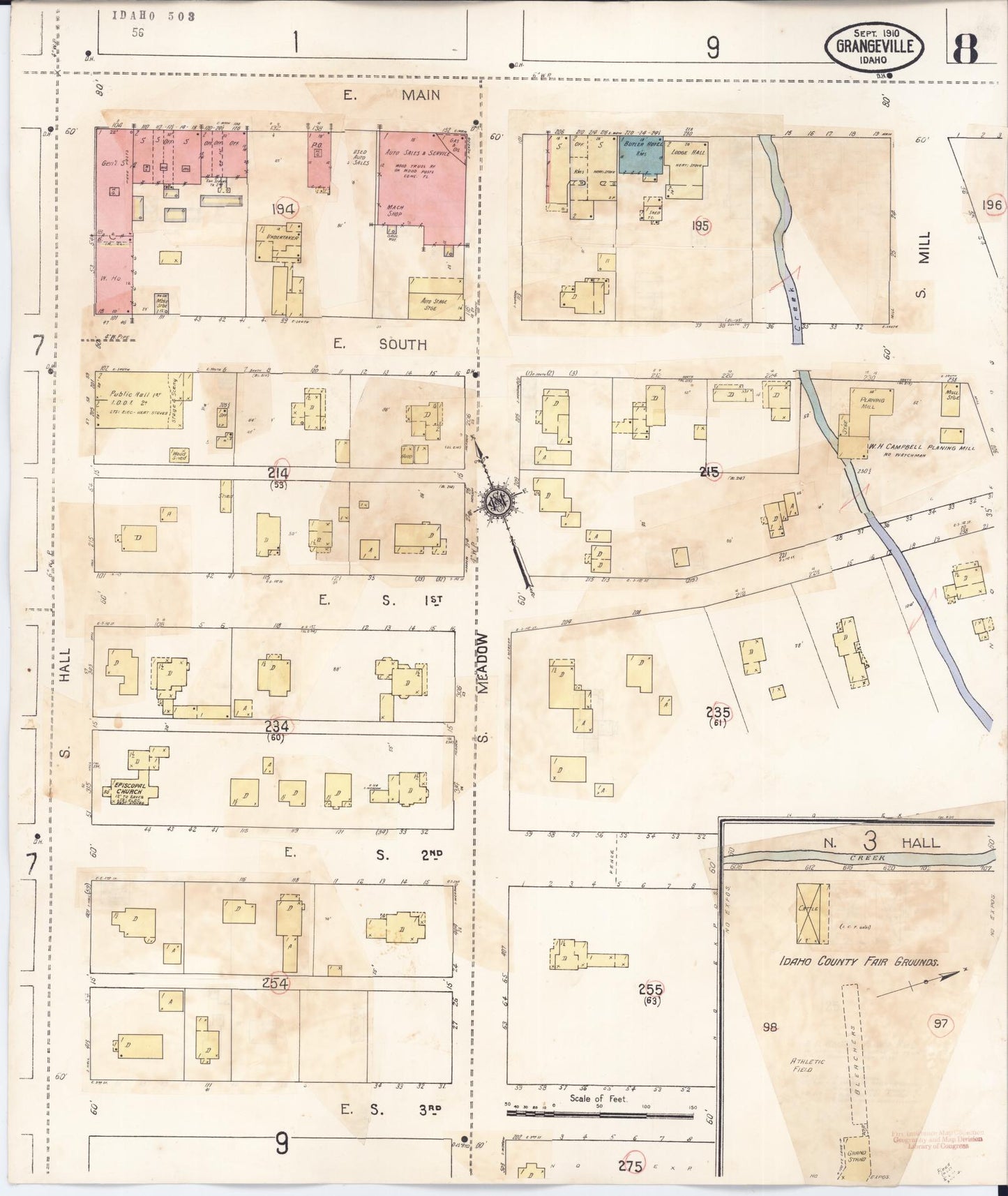 Sanborn Fire Insurance Map from Grangeville, Idaho County, Idaho (1941), Sheet #0008 - Complete Map Set gallery image, historic Sanborn map, vintage wall art, Grangeville Idaho