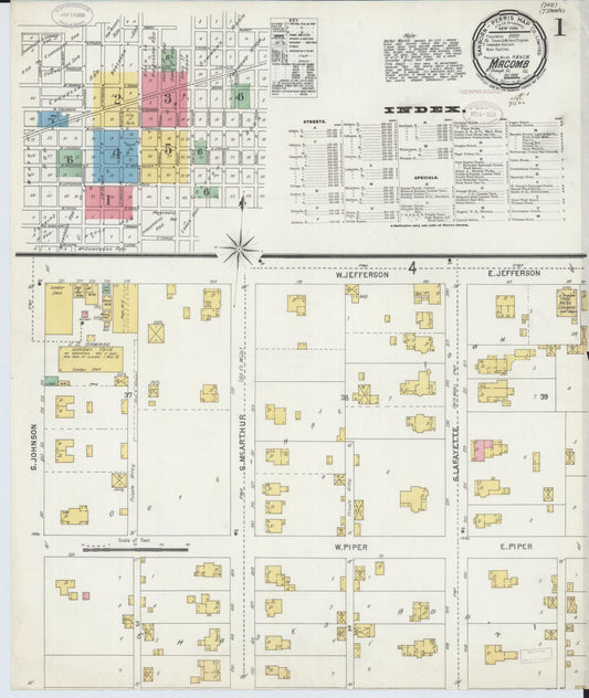 Sanborn Fire Insurance Map from Macomb, Mcdonough County, Illinois (1898), Sheet #0001 - Complete Map Set gallery image, historic Sanborn map, vintage wall art, Illinois Illinois