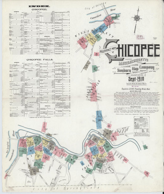 Sanborn Fire Insurance Map from Chicopee, Hampden County, Massachusetts. (1910) – Historic Sanborn Fire Insurance Map Print