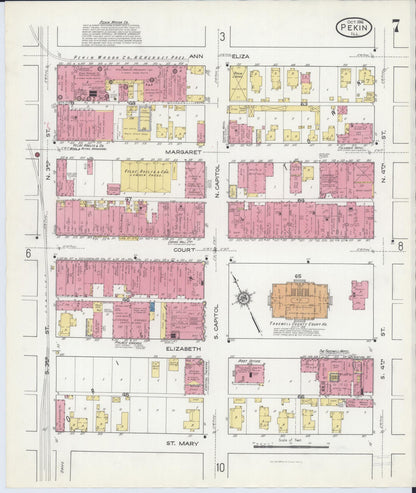Sanborn Fire Insurance Map from Pekin, Tazewell County, Illinois (1916), Sheet #0007 - Complete Map Set gallery image, historic Sanborn map, vintage wall art, Illinois Illinois