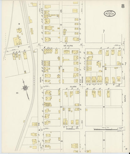 Sanborn Fire Insurance Map from Avoca, Luzerne County, Pennsylvania (1913), Sheet #0008 - Historic Sanborn Fire Insurance Map Print, vintage old map wall art, antique decor, genealogy gift, Pennsylvania Pennsylvania map