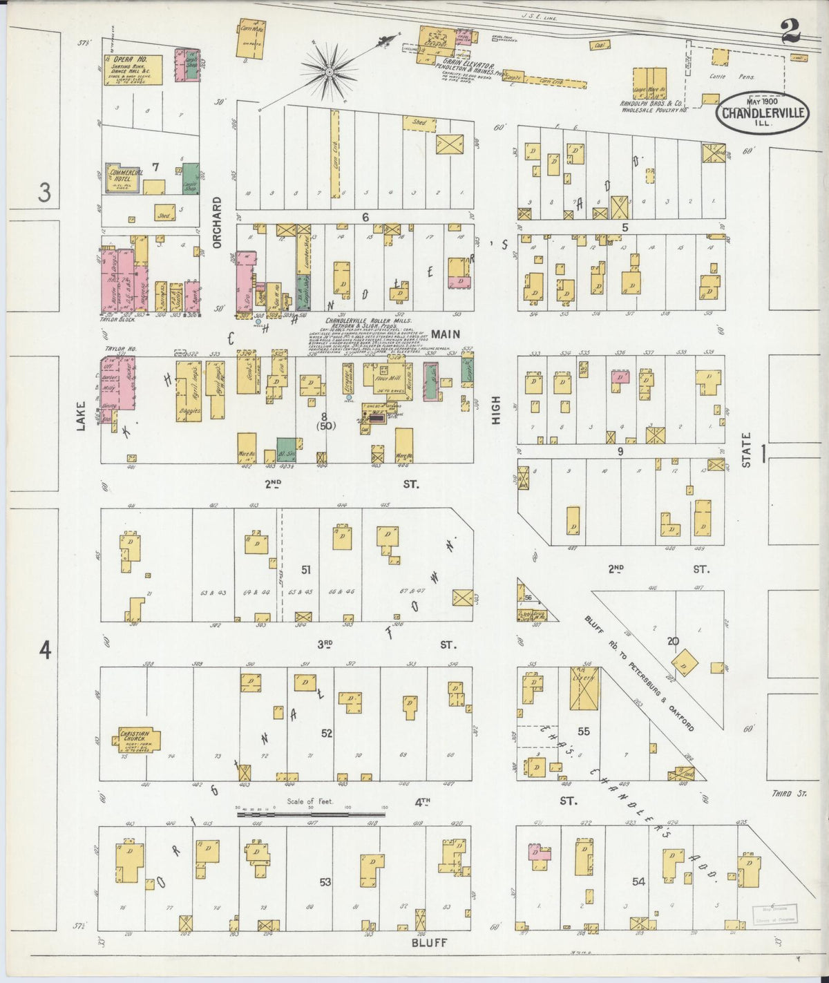 Sanborn Fire Insurance Map from Chandlerville, Cass County, Illinois (1900), Sheet #0002 - Complete Map Set gallery image, historic Sanborn map, vintage wall art, Illinois Illinois