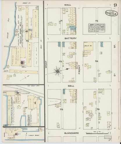 Sanborn Fire Insurance Map from Seattle, King County, Washington (1884), Sheet #0009 - Complete Map Set gallery image, historic Sanborn map, vintage wall art, Washington Washington