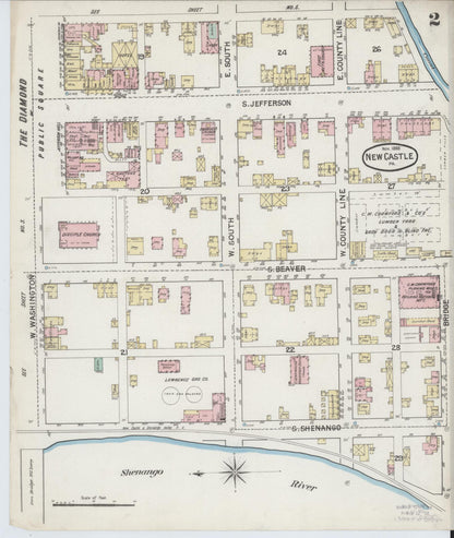 Sanborn Fire Insurance Map from New Castle, Lawrence County, Pennsylvania (1888), Sheet #0002 - Complete Map Set gallery image, historic Sanborn map, vintage wall art, Pennsylvania Pennsylvania