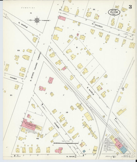 Sanborn Fire Insurance Map from Clyde, Sandusky County, Ohio (1911), Sheet #0003 - Historic Sanborn Fire Insurance Map Print, vintage old map wall art, antique decor, genealogy gift, Ohio Ohio map