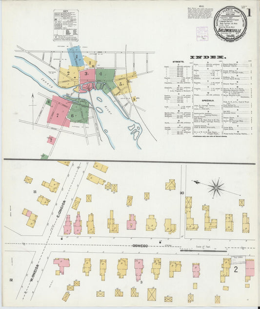 Sanborn Fire Insurance Map from Baldwinsville, Onondaga County, New York (1901), Sheet #0001 - Complete Map Set gallery image, historic Sanborn map, vintage wall art, New York New York