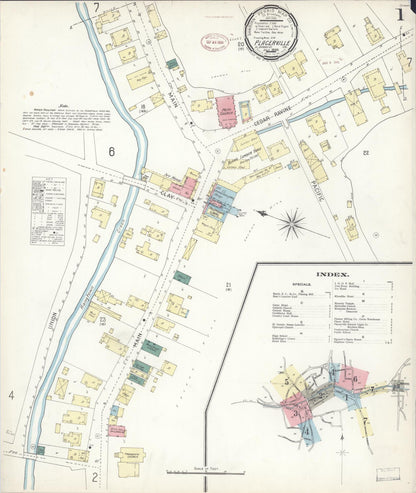 Sanborn Fire Insurance Map from Placerville, El Dorado County, California (1899), Sheet #0001 - Complete Map Set gallery image, historic Sanborn map, vintage wall art, California California