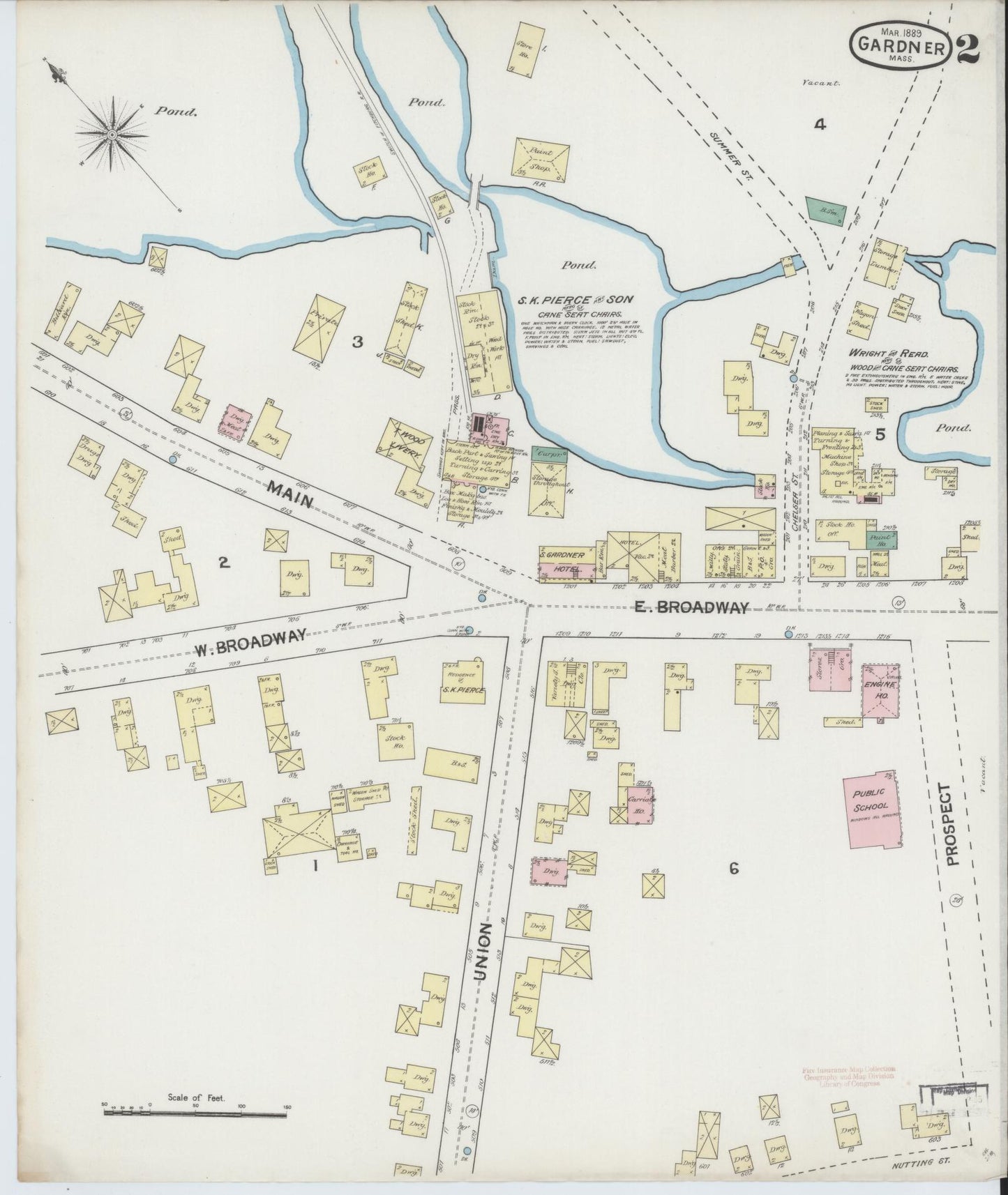 Sanborn Fire Insurance Map from Gardner, Worcester County, Massachusetts (1889), Sheet #0002 - Complete Map Set gallery image, historic Sanborn map, vintage wall art, Massachusetts Massachusetts