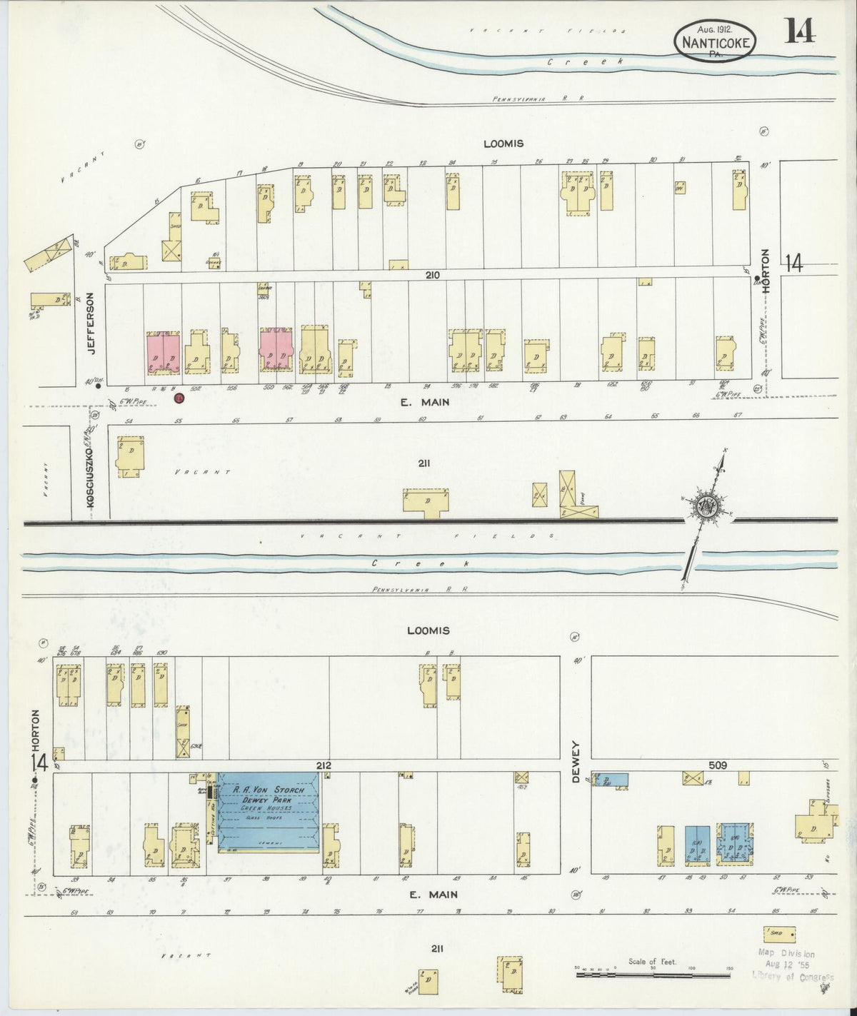Sanborn Fire Insurance Map from Nanticoke, Luzerne County, Pennsylvania (1912), Sheet #0014 - Historic Sanborn Fire Insurance Map Print, vintage old map wall art, antique decor, genealogy gift, Pennsylvania Pennsylvania map