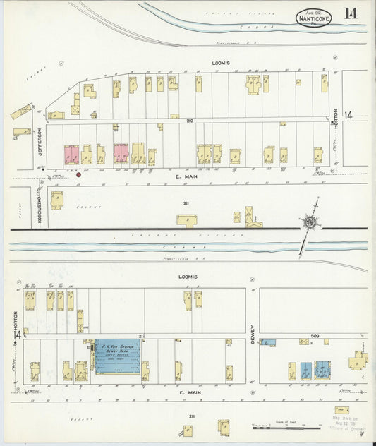 Sanborn Fire Insurance Map from Nanticoke, Luzerne County, Pennsylvania (1912), Sheet #0014 - Historic Sanborn Fire Insurance Map Print, vintage old map wall art, antique decor, genealogy gift, Pennsylvania Pennsylvania map