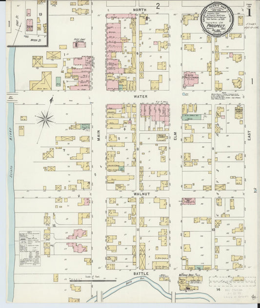 Sanborn Fire Insurance Map from Prospect, Marion County, Ohio (1896), Sheet #0001 - Historic Sanborn Fire Insurance Map Print, vintage old map wall art, antique decor, genealogy gift, Ohio Ohio map
