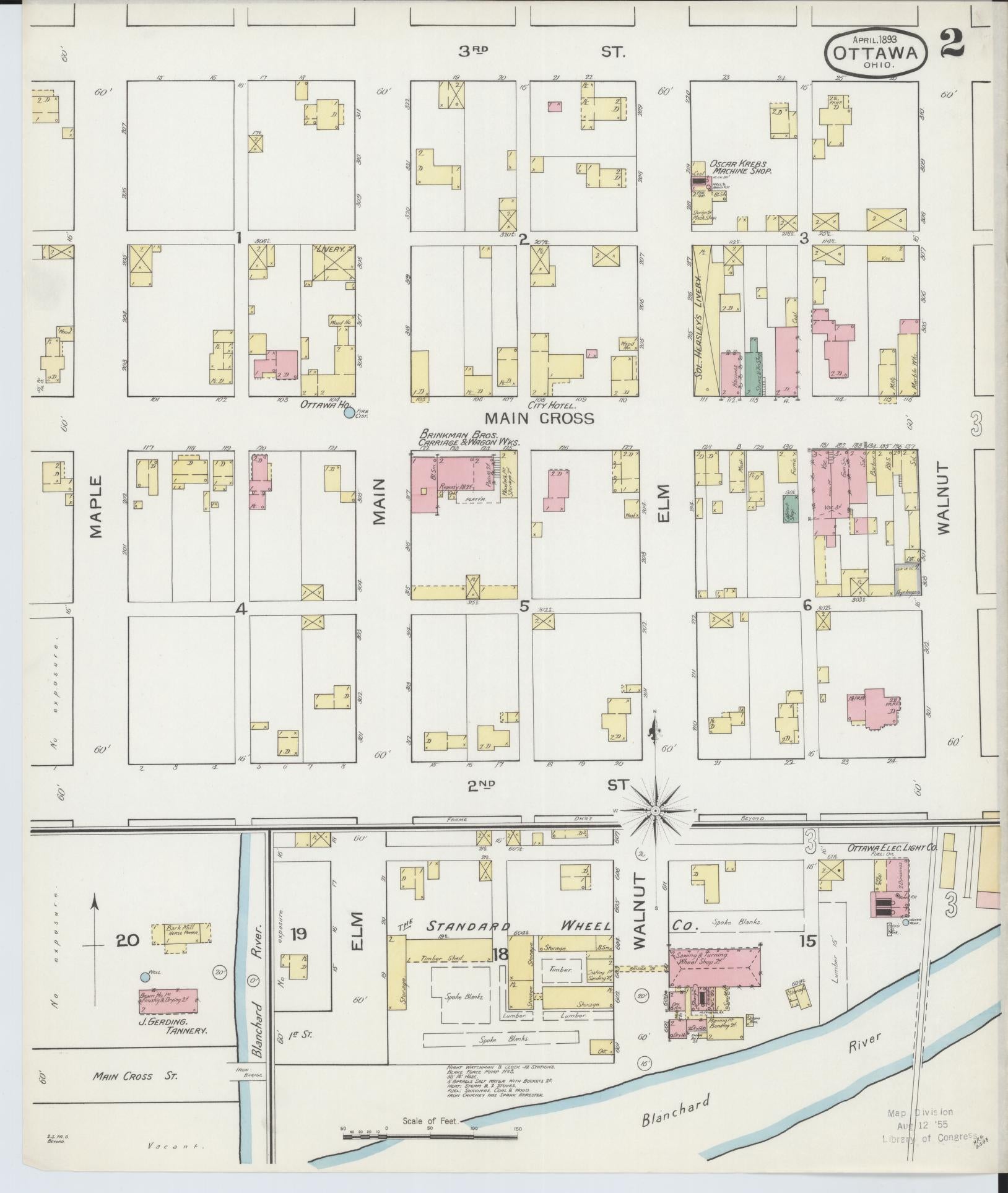 Sanborn Fire Insurance Map from Ottawa, Putnam County, Ohio (1893), Sheet #0002 - Complete Map Set gallery image, historic Sanborn map, vintage wall art, Ohio Ohio