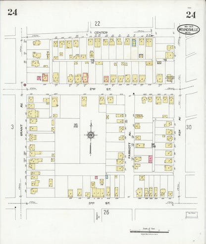 Sanborn Fire Insurance Map from Moundsville, Marshall County, West Virginia (1923), Sheet #0024 - Complete Map Set gallery image, historic Sanborn map, vintage wall art, West Virginia West Virginia