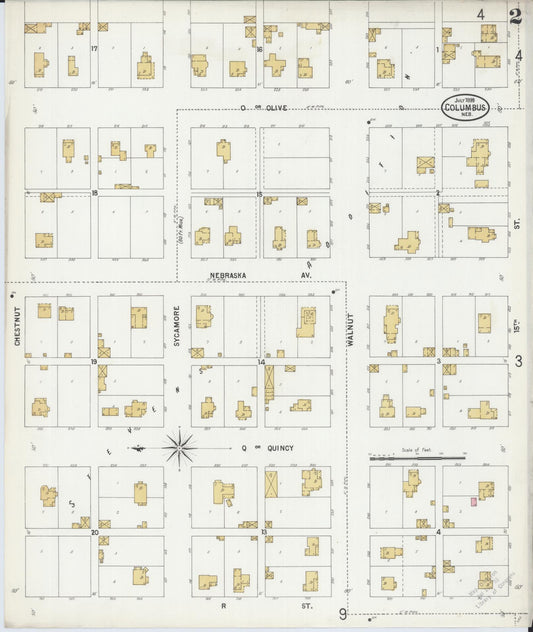 Sanborn Fire Insurance Map from Columbus, Platte County, Nebraska (1899), Sheet #0002 - Historic Sanborn Fire Insurance Map Print, vintage old map wall art, antique decor, genealogy gift, Nebraska Nebraska map