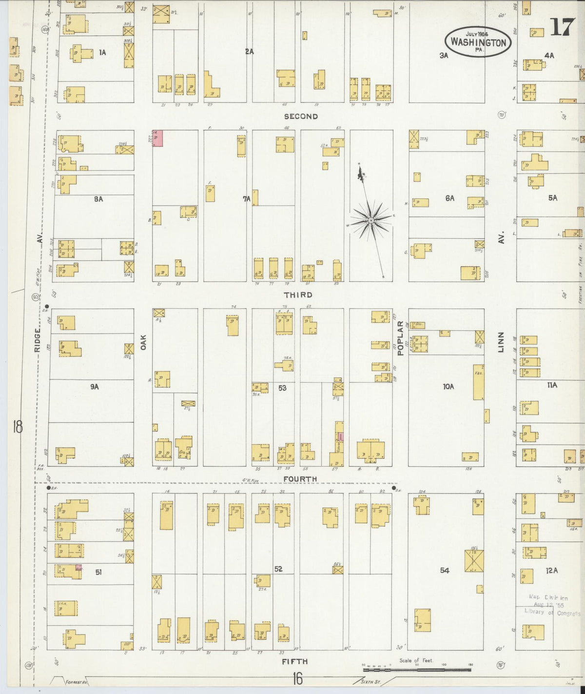 Sanborn Fire Insurance Map from Washington, Washington County, Pennsylvania (1904), Sheet #0017 - Complete Map Set gallery image, historic Sanborn map, vintage wall art, Sanborn Fire Insurance Map from Washington Washington
