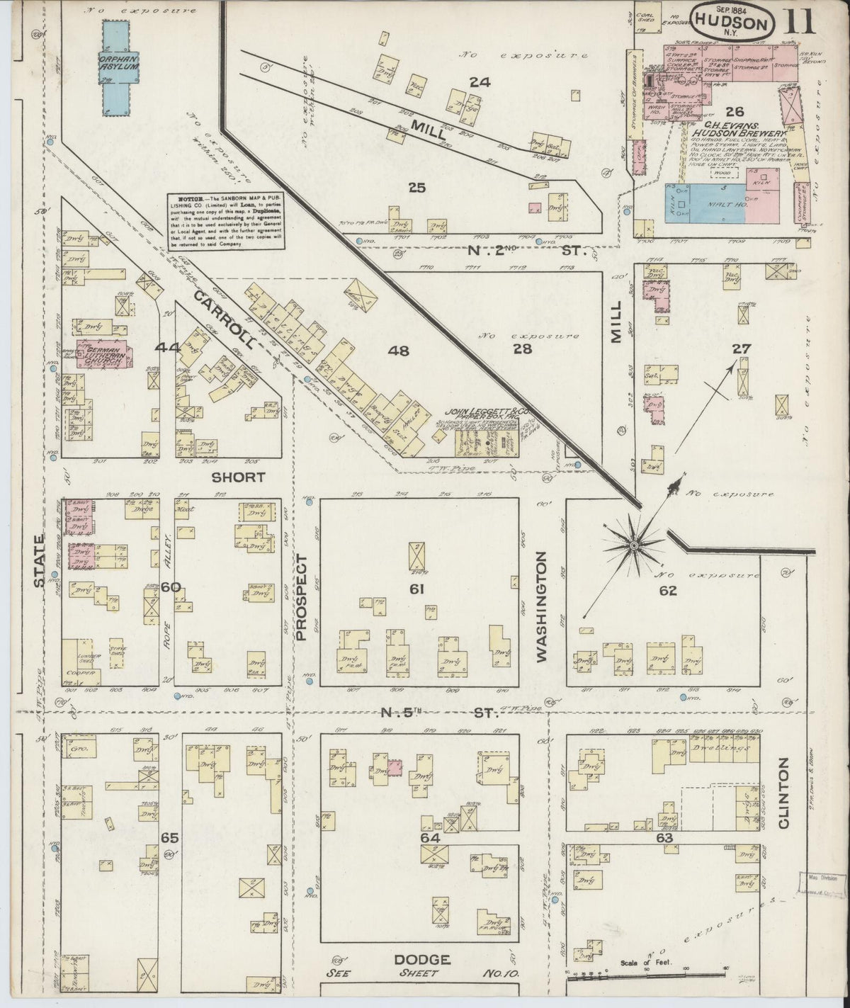 Sanborn Fire Insurance Map from Hudson, Columbia County, New York (1884), Sheet #0011 - Complete Map Set gallery image, historic Sanborn map, vintage wall art, New York New York