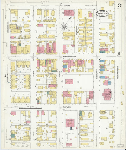 Sanborn Fire Insurance Map from Cannelton, Perry County, Indiana (1909), Sheet #0003 - Historic Sanborn Fire Insurance Map Print, vintage old map wall art, antique decor, genealogy gift, Indiana Indiana map