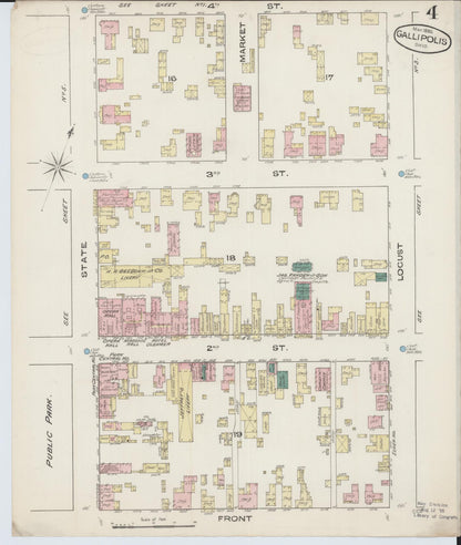 Sanborn Fire Insurance Map from Gallipolis, Gallia County, Ohio (1885), Sheet #0004 - Historic Sanborn Fire Insurance Map Print, vintage old map wall art, antique decor, genealogy gift, Ohio Ohio map