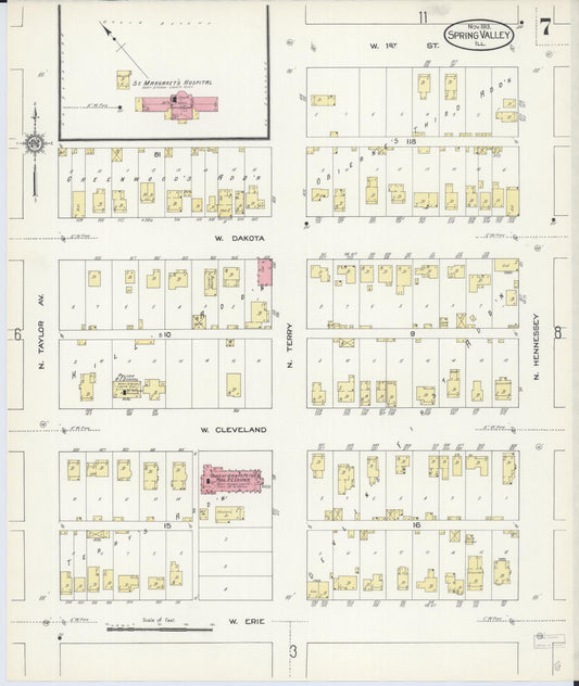 Sanborn Fire Insurance Map from Spring Valley, Bureau County, Illinois (1913), Sheet #0007 - Historic Sanborn Fire Insurance Map Print, vintage old map wall art, antique decor, genealogy gift, Illinois Illinois map