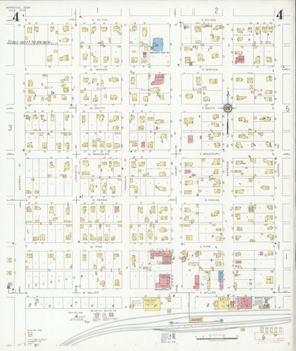 Sanborn Fire Insurance Map from Marengo, Iowa County, Iowa (1933), Sheet #0004 - Historic Sanborn Fire Insurance Map Print, vintage old map wall art