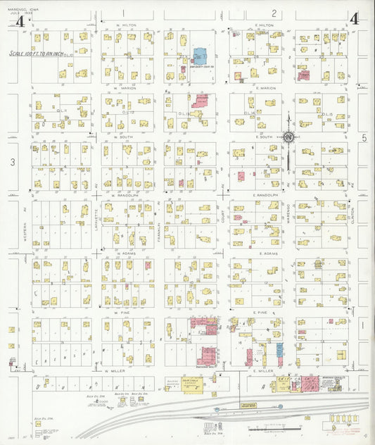 Sanborn Fire Insurance Map from Marengo, Iowa County, Iowa (1933), Sheet #0004 - Historic Sanborn Fire Insurance Map Print, vintage old map wall art