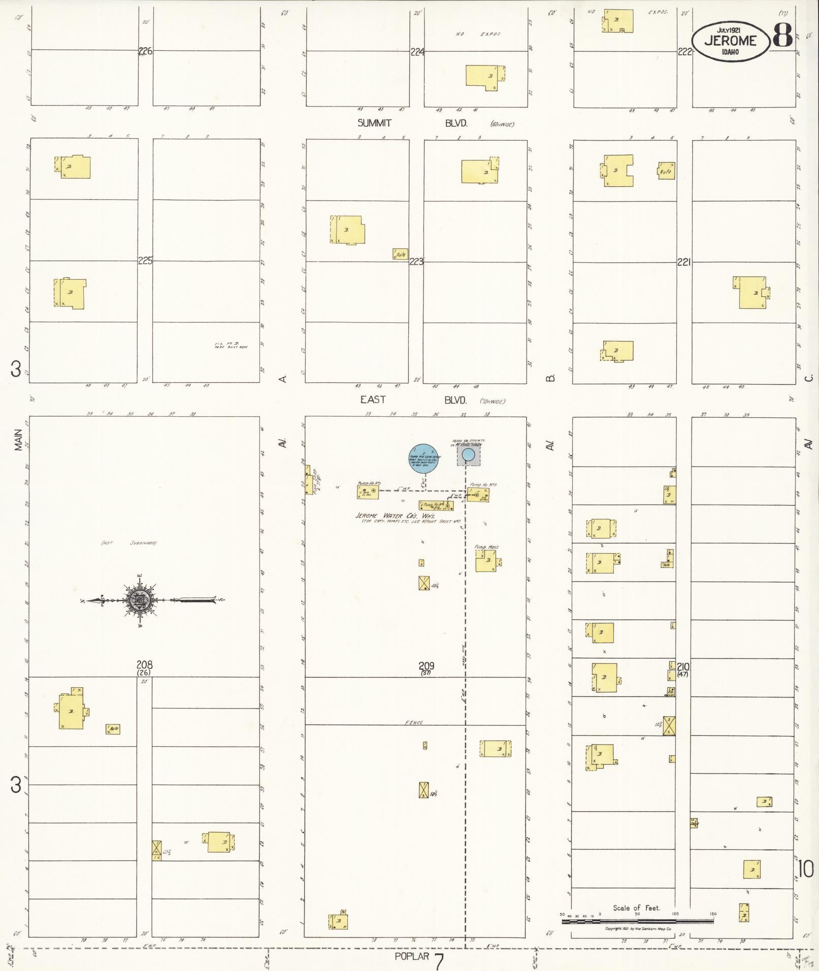 Sanborn Fire Insurance Map from Jerome, Jerome County, Idaho (1921), Sheet #0008 - Complete Map Set gallery image, historic Sanborn map, vintage wall art, Idaho Idaho