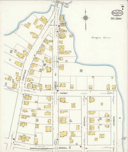 Sanborn Fire Insurance Map from Saugus, Essex County, Massachusetts (1922), Sheet #0007 - Complete Map Set gallery image, historic Sanborn map, vintage wall art, Massachusetts Massachusetts