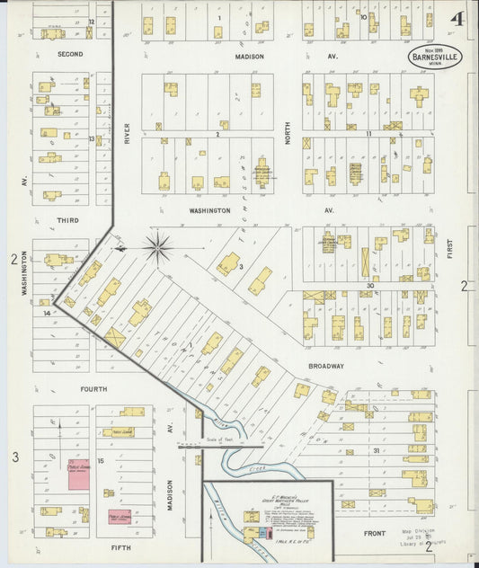 Sanborn Fire Insurance Map from Barnesville, Clay County, Minnesota (1899), Sheet #0004 - Historic Sanborn Fire Insurance Map Print, vintage old map wall art, antique decor, genealogy gift, Minnesota Minnesota map