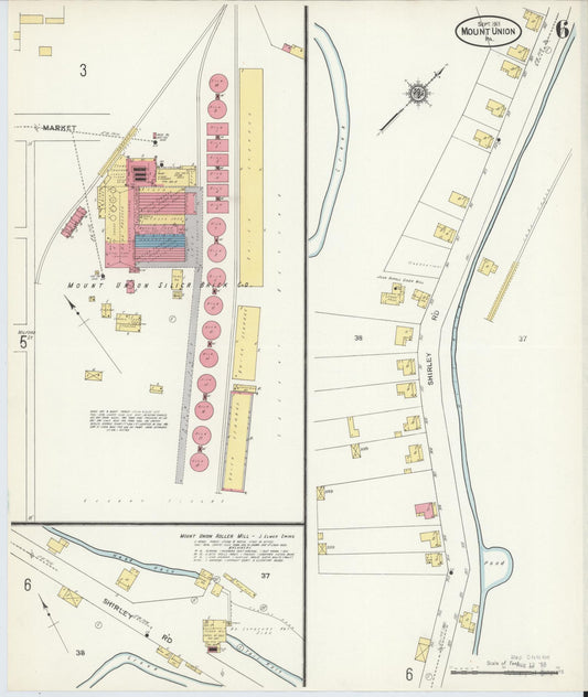 Sanborn Fire Insurance Map from Mount Union, Huntingdon County, Pennsylvania (1911), Sheet #0006 - Historic Sanborn Fire Insurance Map Print, vintage old map wall art, antique decor, genealogy gift, Pennsylvania Pennsylvania map